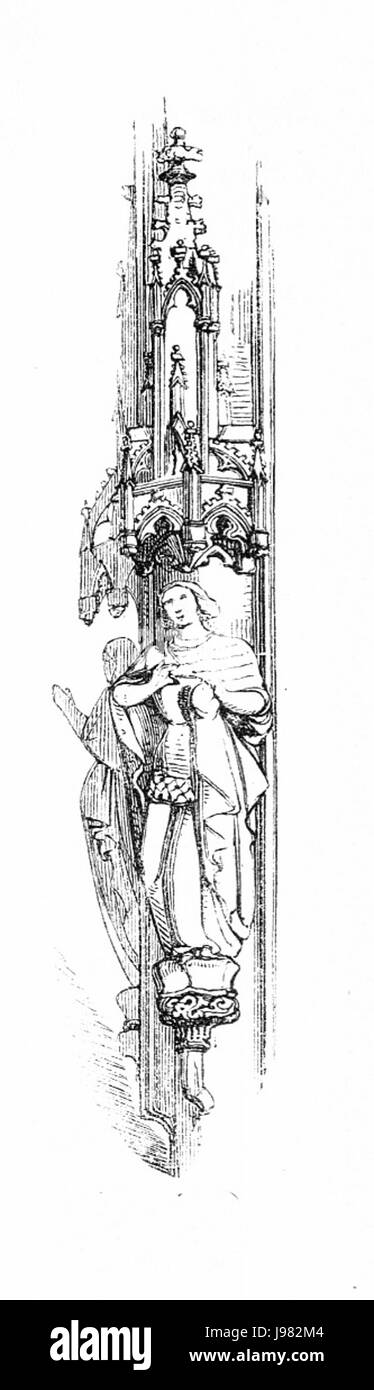 MZK 001 Nr 08 sterben Kreuzrippengewölbe Kirche Maria bin Gestade in Wien Abb. 03 Hauptpfeiler Konsole Mit Figuren Stockfoto