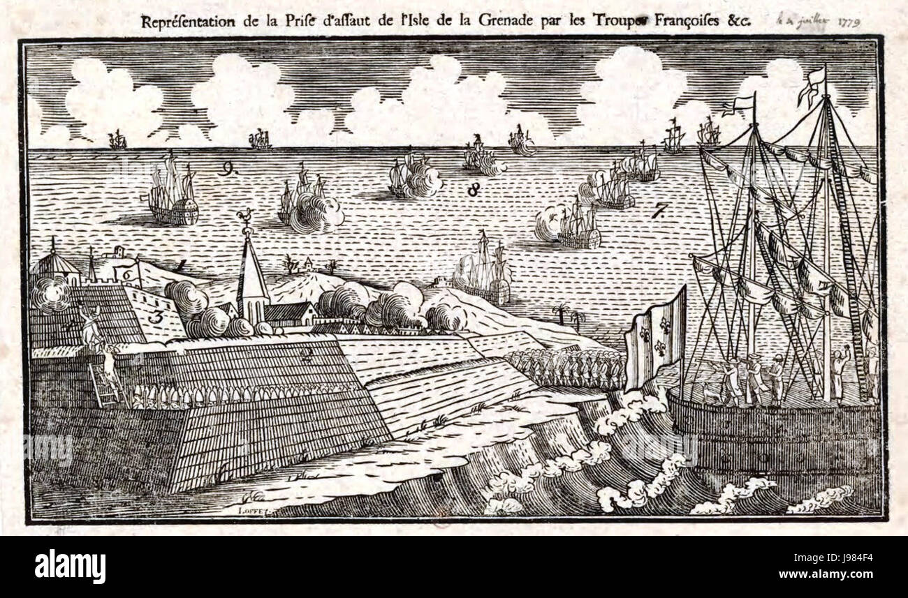 Darstellung de l Assaut De La Grenade 4 Juillet 1779 Stockfoto