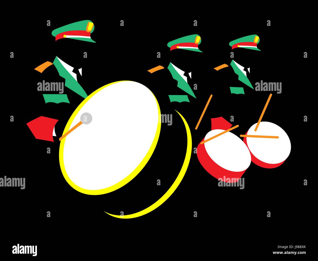 Militärorchester-Vektor-Illustration auf schwarz Stock Vektor