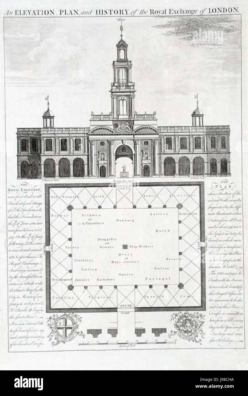Das Royal Exchange Building in London, wie 1779 dargestellt, ist ein ikonisches Zentrum für Handel und Handel und zeigt die Bedeutung seiner Rolle in der britischen Wirtschaftsgeschichte. Stockfoto