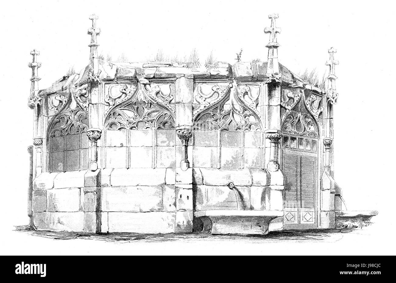 MZK 001 Nr 07 Der Kreuzrippengewölbe Brunnen in Kuttenberg Gesamtansicht Stockfoto