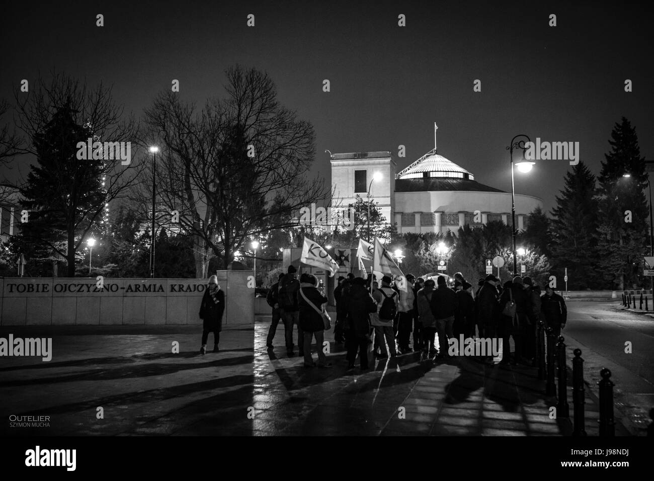 Proteste, Demonstrationen in Polen - gegen die konservativen autoritären Regierung gegen Jaroslaw Kaczynski und seine Partei PIS. Stockfoto