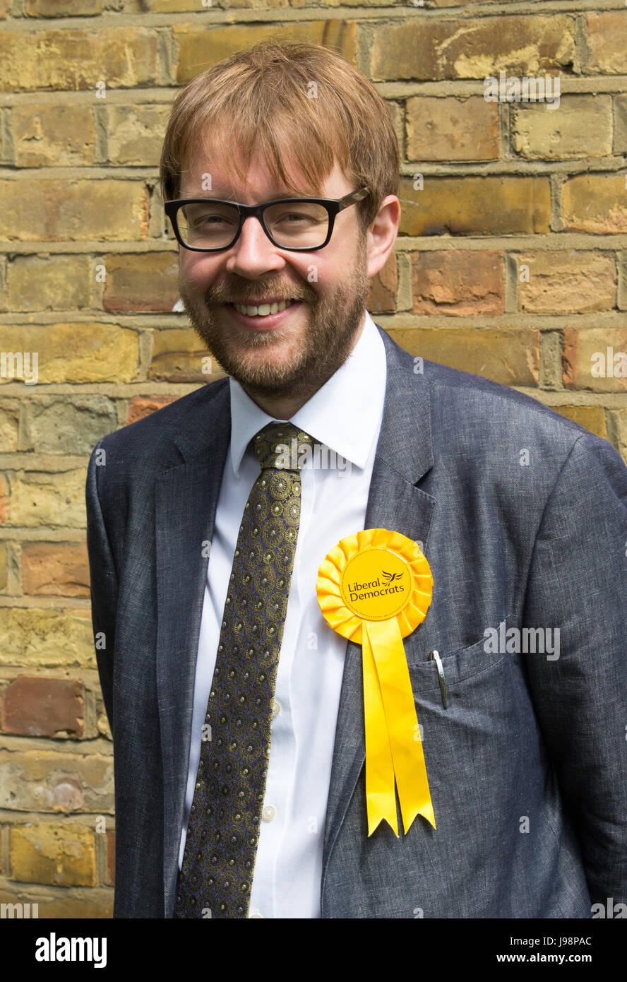 George Turner, ist der liberale Demokrat-Kandidat für Lambeth bei den allgemeinen Wahlen am 8. Juni. Sein Hauptrivale ist der Labour-Kandidat Kate Hoey Stockfoto
