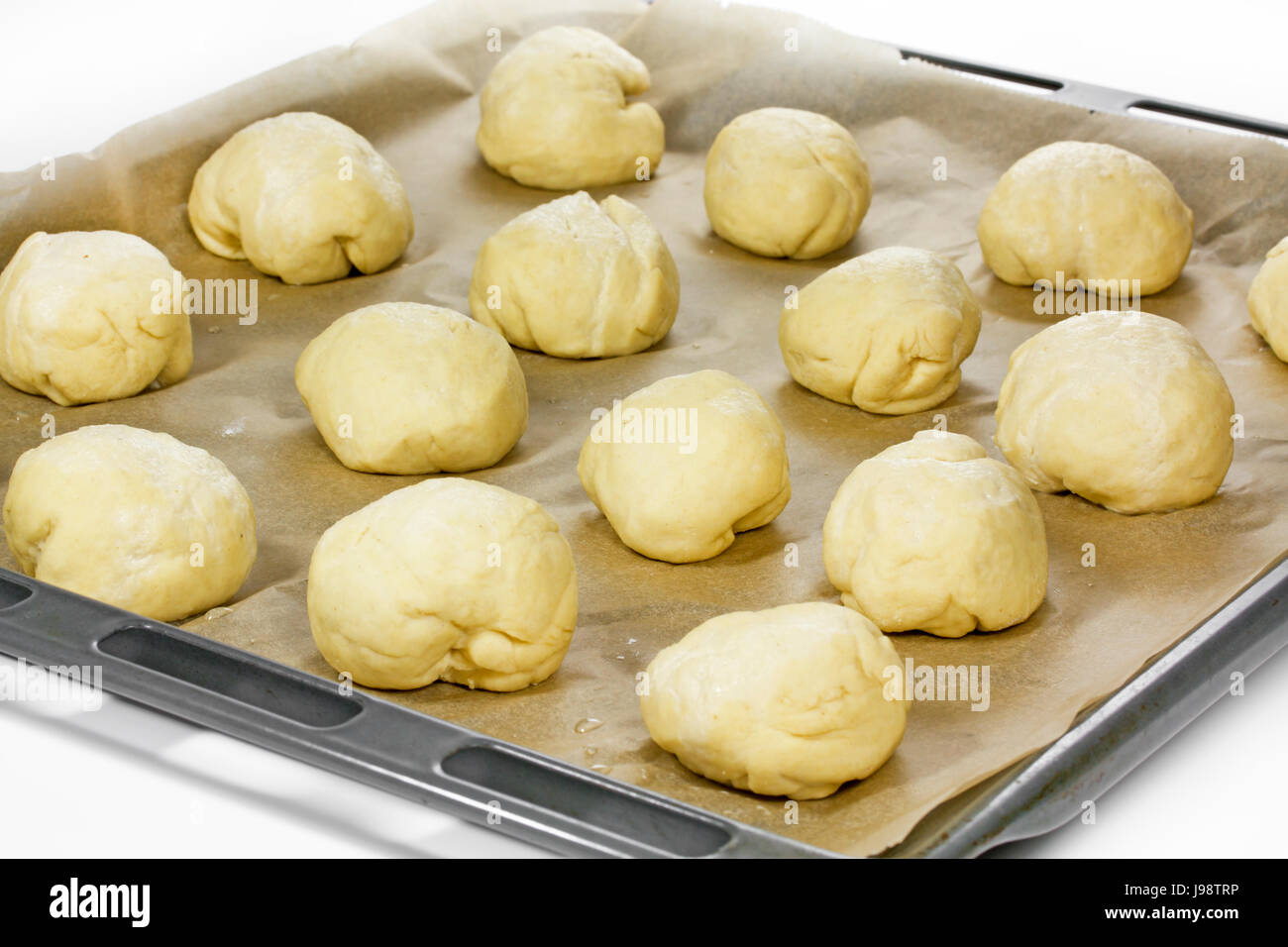 Olivenbrot auf ein Backblech Stockfoto