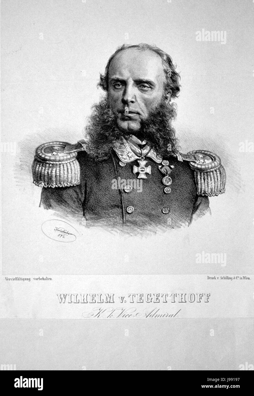 Wilhelm Tegetthoff Litho Stockfoto