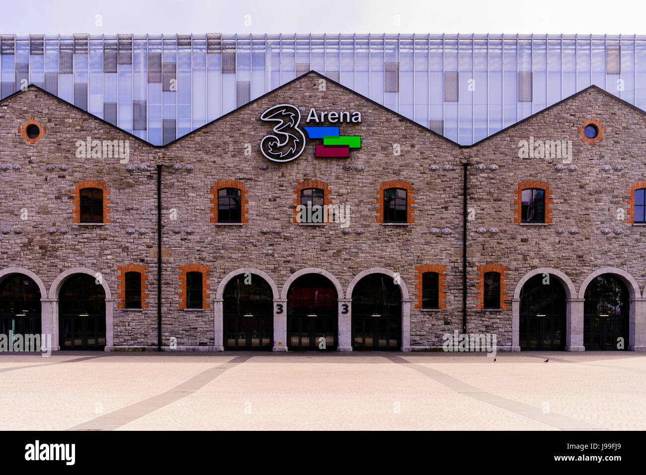 Außerhalb der 3 Arena, ehemals der O2-Arena und Point Depot Konzert a-Dur Veranstaltungsort in Dublin, Irland. Stockfoto