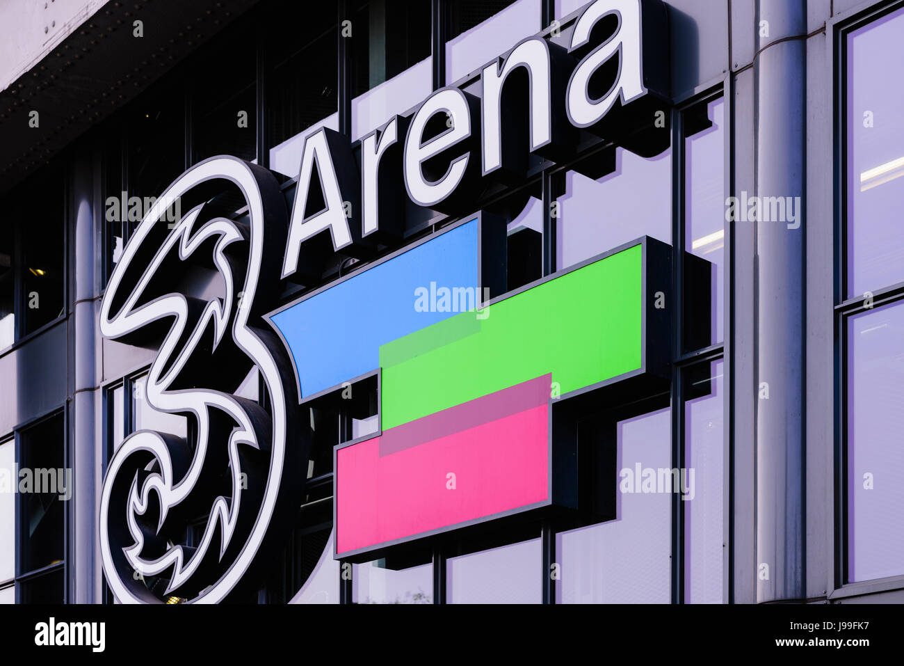 Außerhalb der 3 Arena, ehemals der O2-Arena und Point Depot Konzert a-Dur Veranstaltungsort in Dublin, Irland. Stockfoto