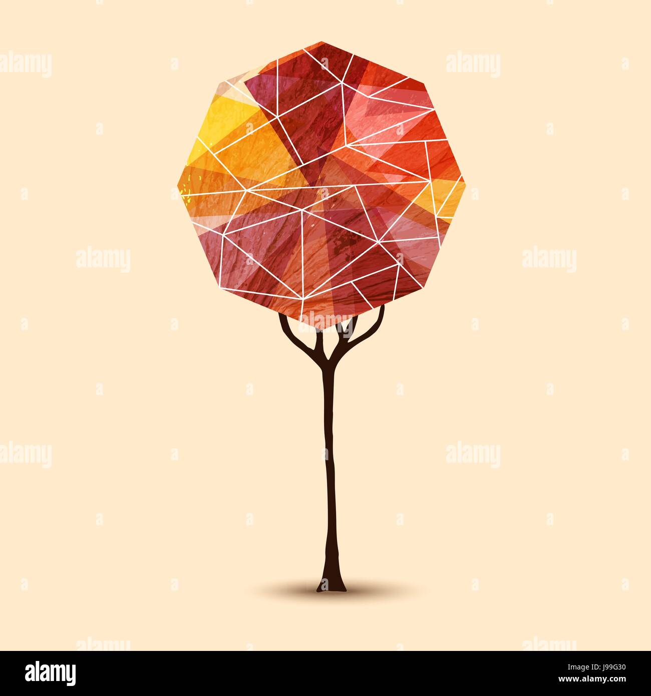 Moderne geometrische abstrakte Herbstsaison Baum Abbildung. EPS10 Vektor. Stock Vektor