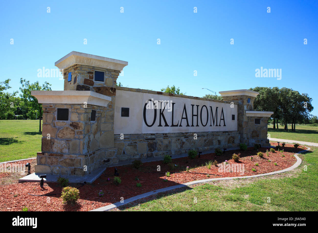 Melden Sie sich willkommen Zentrum Einkehrschwung in Oklahoma entlang i-44 Stockfoto