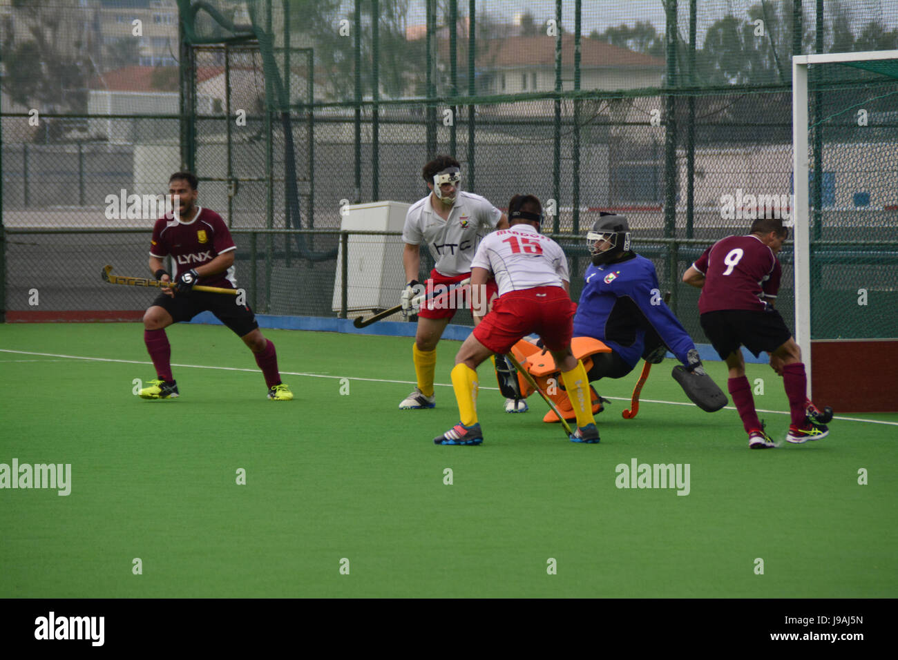 Gibraltar. 1. Juni 2017. Grammatiker (Gibraltar) 2-2 HAHK Mladost (Kroatien) Rollstuhlbasketball 2017 Club Challenge II Turnier, Bayside Hockey Pitch, Victoria Stadion, Gibraltar. Bildnachweis: Stephen Ignacio/Alamy Live-Nachrichten Stockfoto