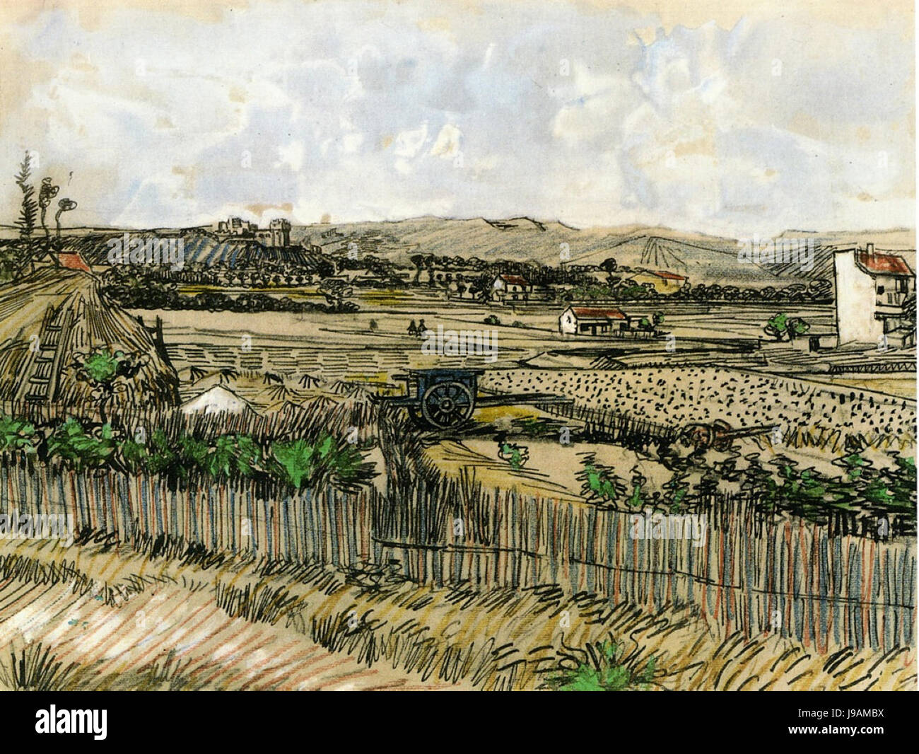 Van Gogh-Ernte in der Provence an der linken Montmajour 1888 Stockfoto