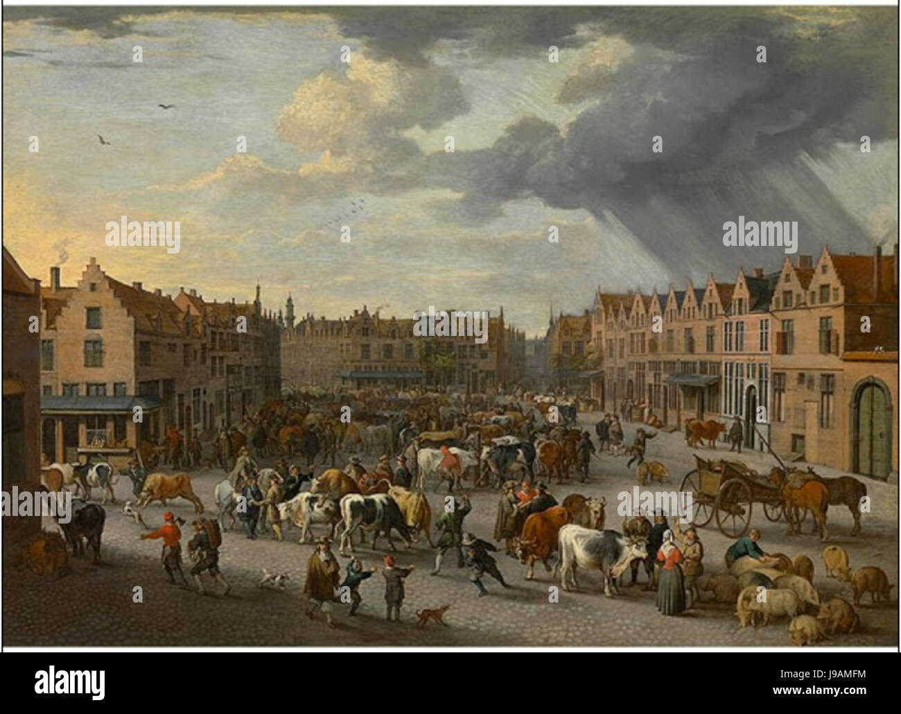 Peeter van Bredael The Ox Altmarkt in Antwerpen Stockfoto