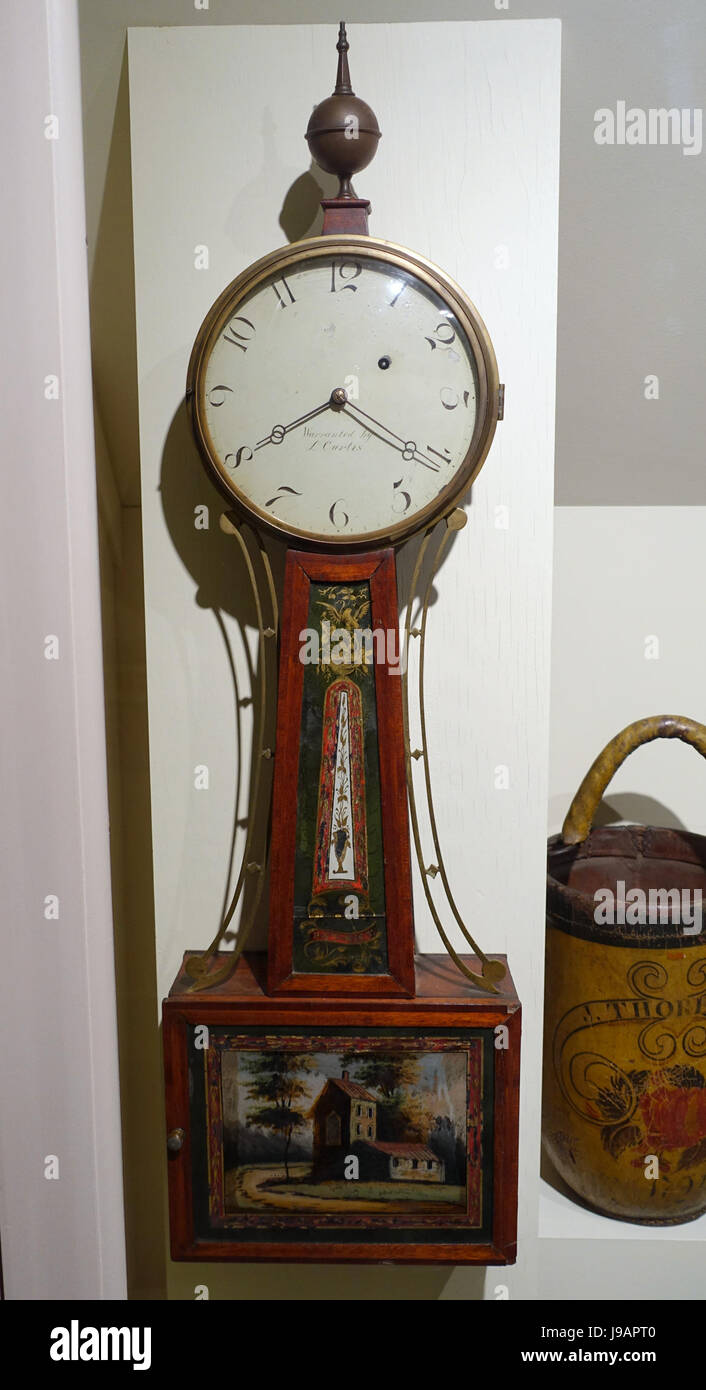 Patent Zeitmesser von Lemuel Curtis 1790 1857, Fall zugeschrieben Wiliam Munroe Shop, Concord, c. 1816, Mahagoni, Mahagoni furniert, Kiefer, Kastanie, Messing, Stahl, Glas Concord Museum Concord, MA DSC05822 Stockfoto