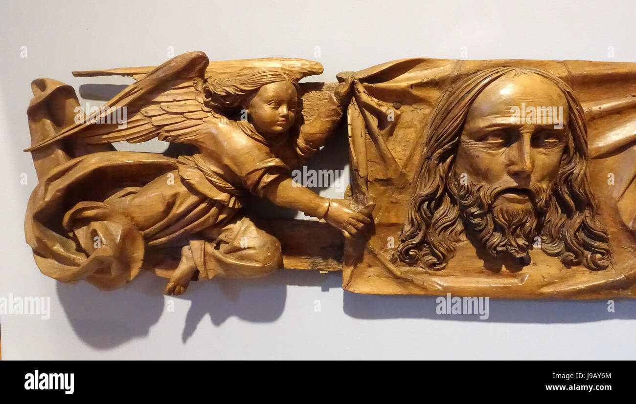 Der Schleier des St. Veronica Held von Engeln, Michael Zeynsler, 1 von 3, um 1520, Lindenwood Krannert Art Museum, UIUC DSC06371 zugeschrieben Stockfoto