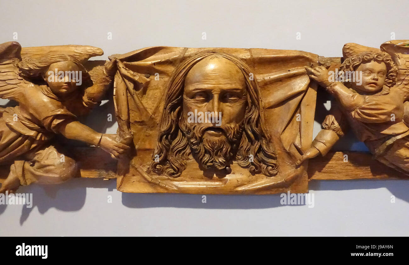 Der Schleier des St. Veronica Held von Engeln, Michael Zeynsler, 2 von 3, um 1520, Lindenwood Krannert Art Museum, UIUC DSC06373 zugeschrieben Stockfoto