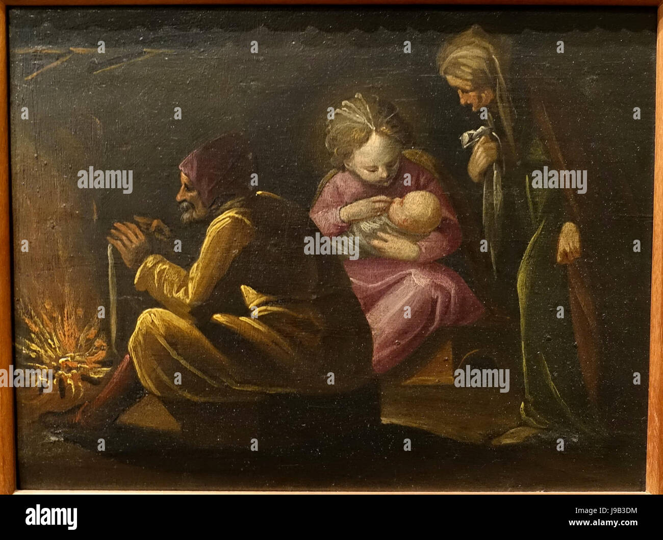 Die Heilige Familie mit St. Anna von einem Kamin zugeschrieben Orazio Cambiaso, Genua, späten 1500er, Öl auf Holz Blanton Museum of Art Austin, Texas DSC07738 Stockfoto