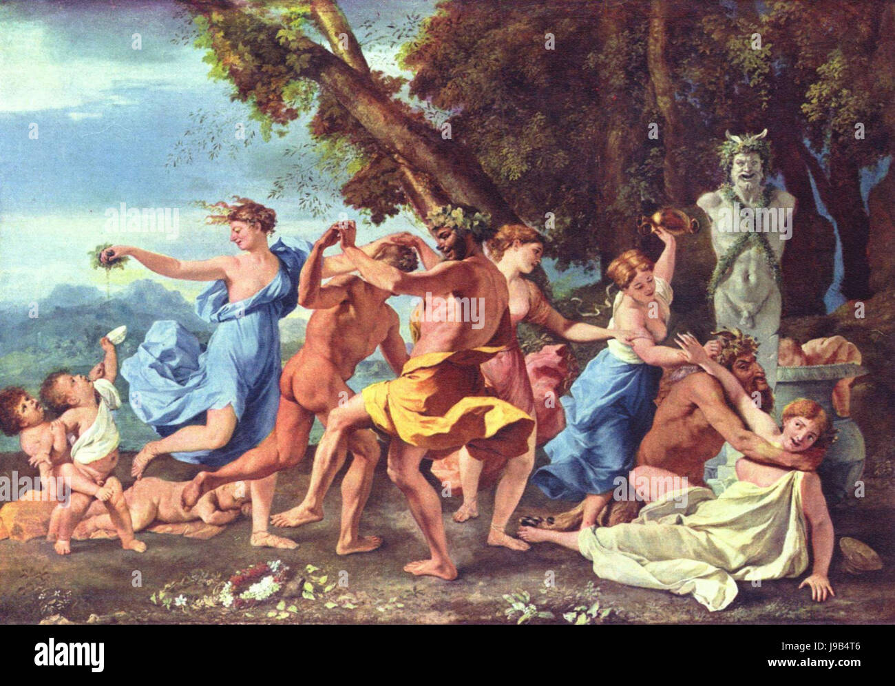 Nicolas Poussin Bacchanale Devant Une Statue de Pan Stockfoto