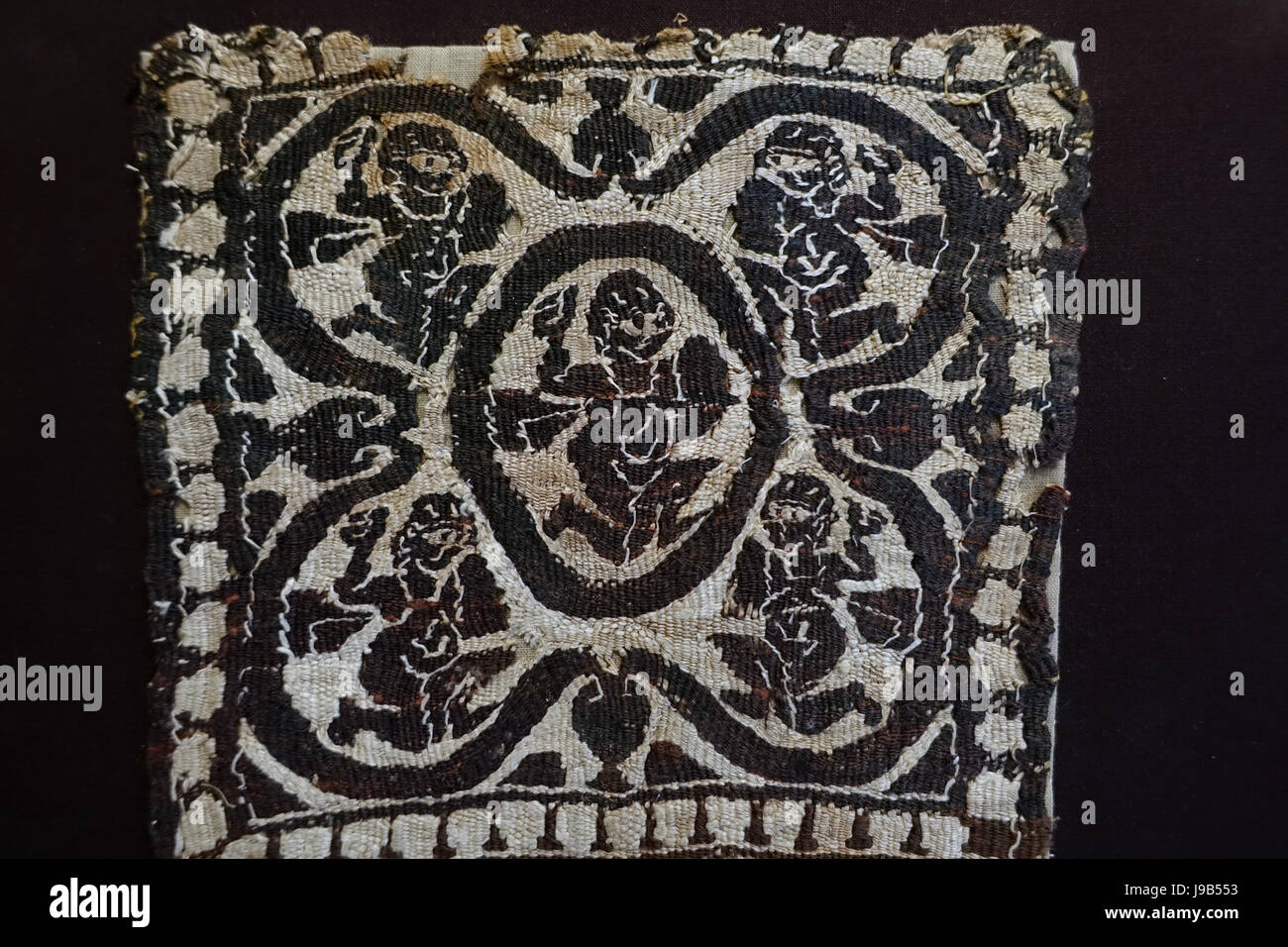 Textil-Fragment mit Jäger-Motiv, Ägypten, byzantinischen Periode, 4.-6. Jahrhundert n. Chr., Wolle und Leinen Wadsworth Atheneum in Hartford, CT DSC05128 Stockfoto