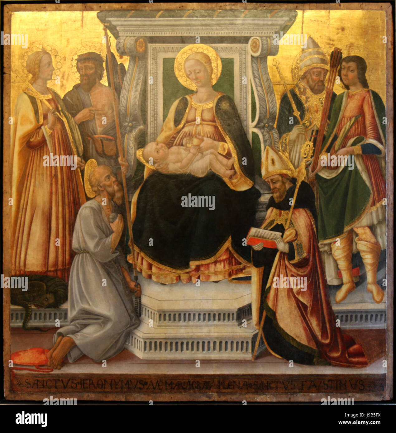 Neri di Bicci La Vierge et L'enfant Avec sechs Heiligen Stockfoto