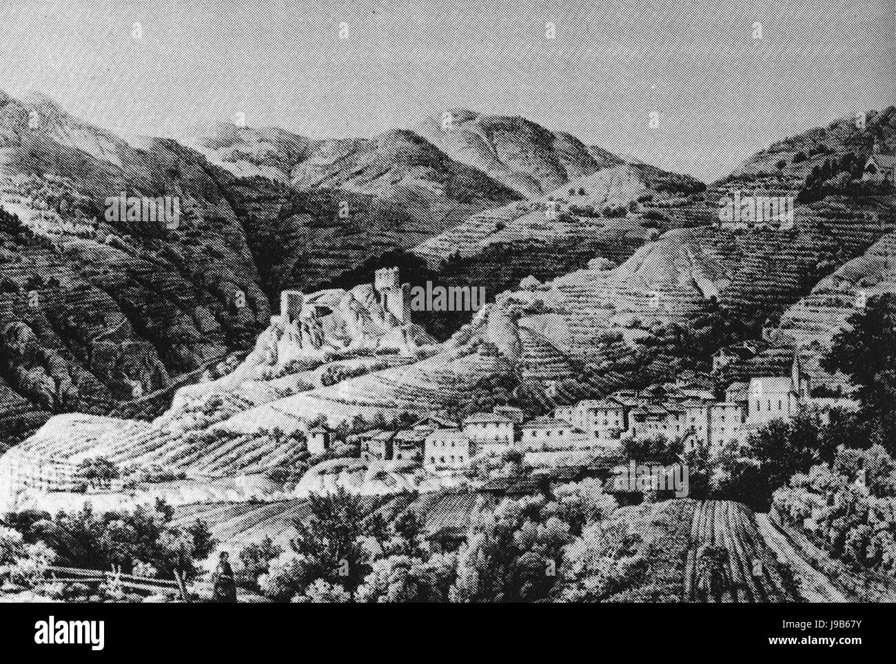 Segonzano Litografia Basilio Armani 1845 ca Stockfoto