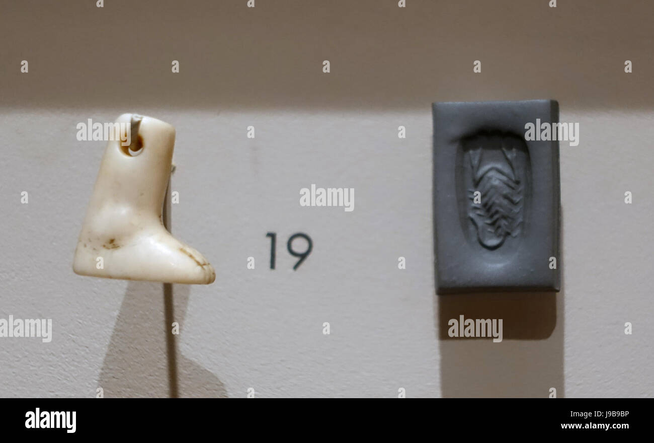 Stempel, Siegel, foot Form mit Skorpion, späten prähistorischen Periode ca. 3000 2900 v. Chr. Harvard Semitic Museum Cambridge, MA DSC06179 Stockfoto