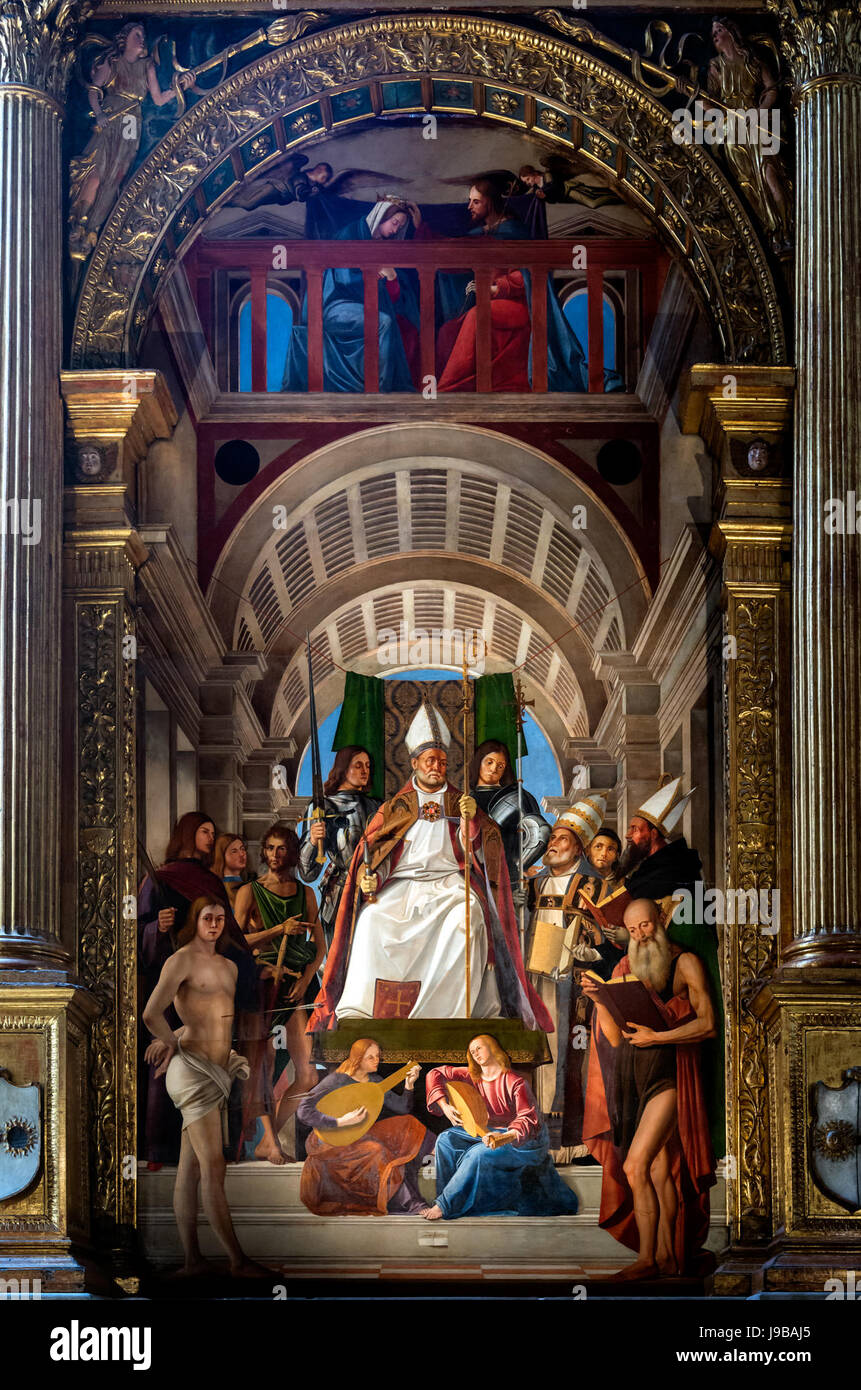 Pala di Ambrogio dei Milanesi da Alvise Vivarini e Marco Basaiti Ai Frari Stockfoto