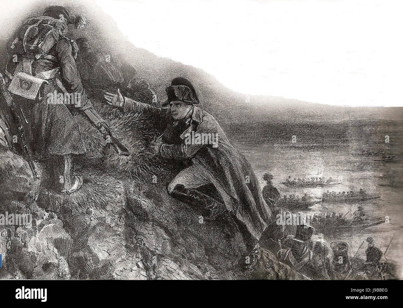 Napoleon bei Lobau Stockfoto