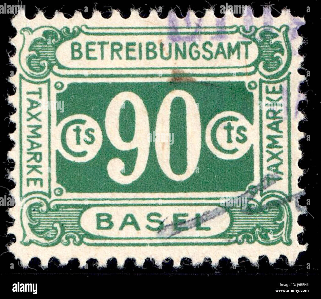 Schweiz Basel 1904 Betreibungsamt Umsatz 90c 12 b Stockfoto