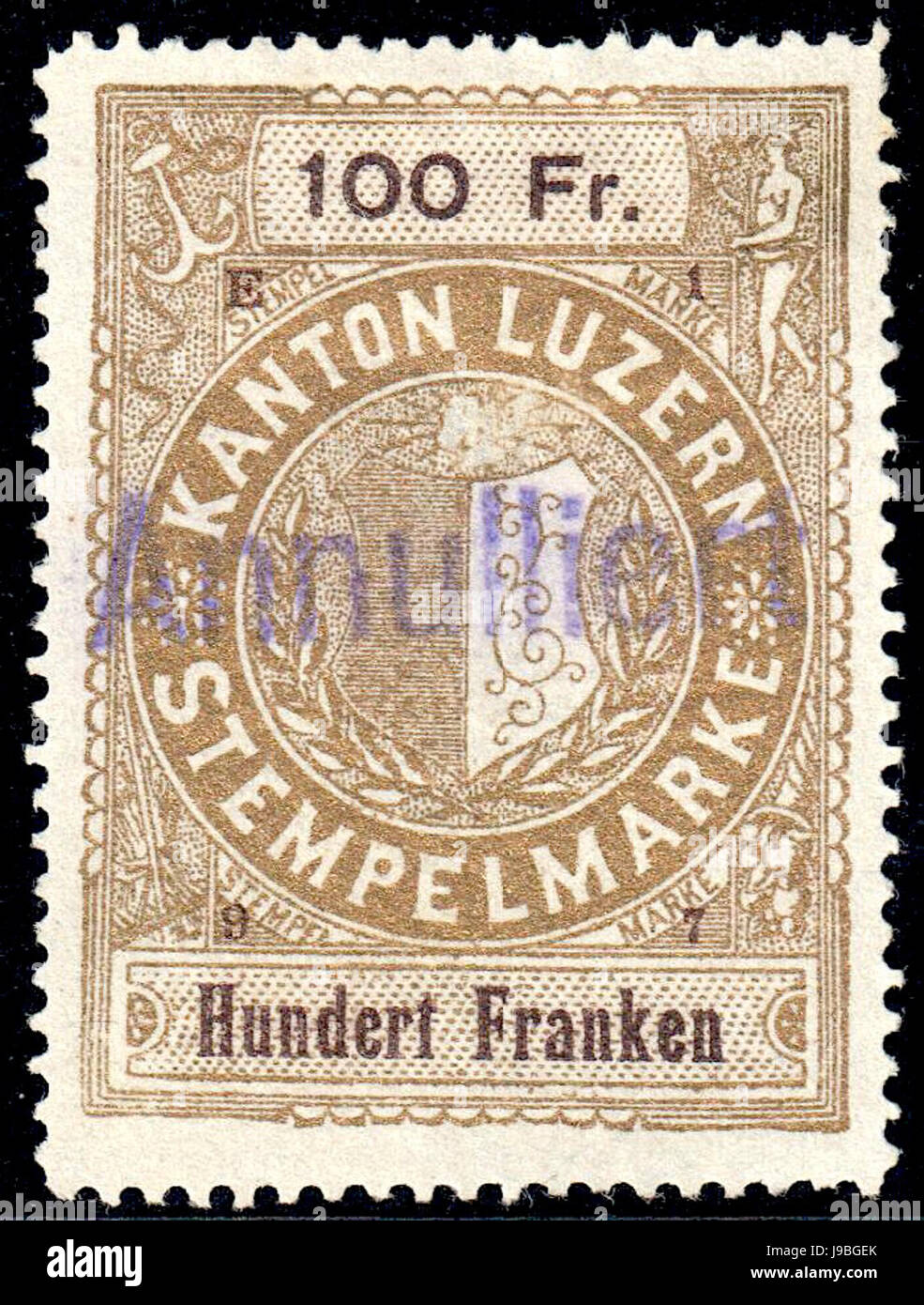 Schweiz Luzern 1897 Einnahmen 6 100Fr 71 1 97 Stockfoto