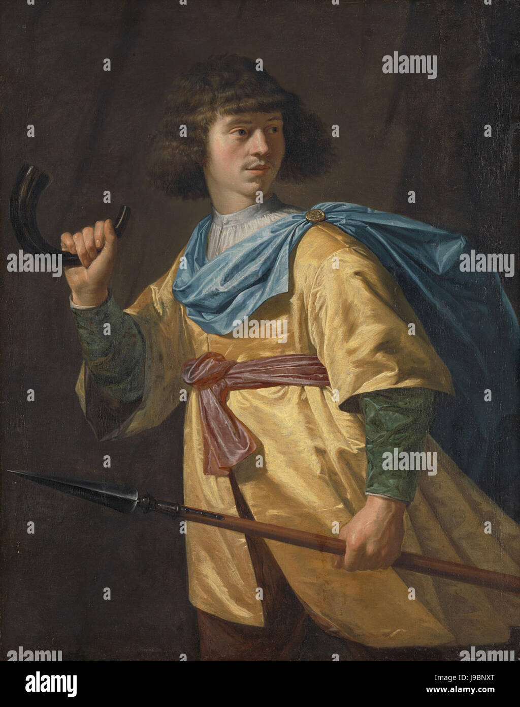 Portret van Een Jonge Mann traf Spione En Jachthoorn Rijksmuseum SK pro 1593 Stockfoto