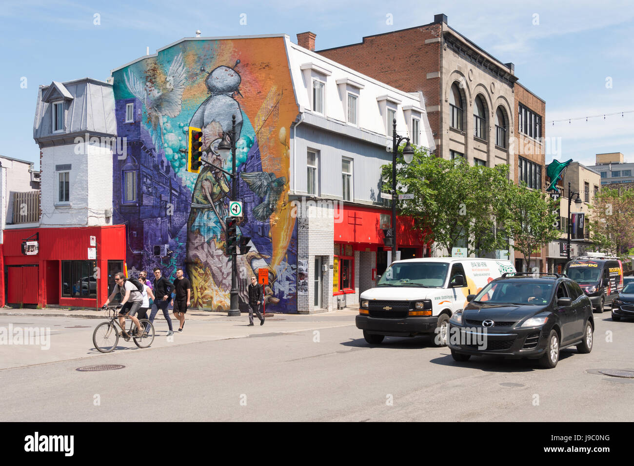 Montreal, Kanada - 31. Mai 2017: Graffiti Street Art Wandbilder entlang Boulevard Saint-Laurent Stockfoto