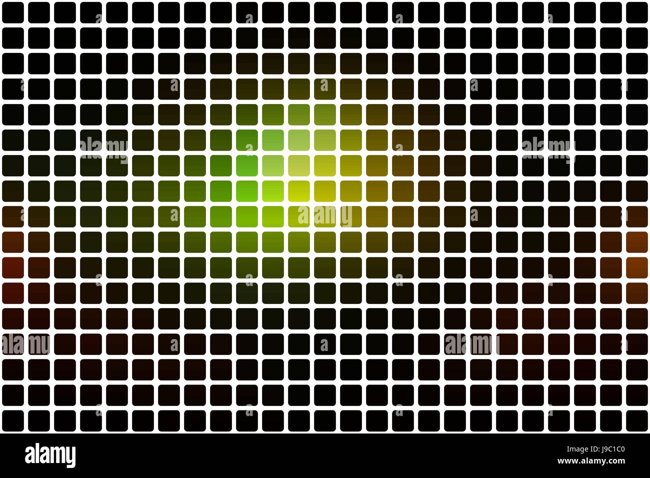 Grün braun gelb schwarz Vektor abstrakte Mosaik Hintergrund mit abgerundeten Ecken quadratischen Fliesen in weiß Stock Vektor