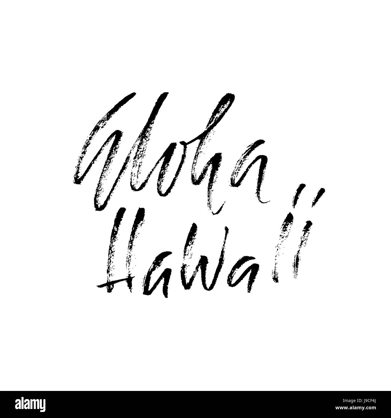 Hand gezeichnet Satz Aloha Hawaii. Design für T-shirts, Karten, Einladungen, Plakate, Banner-Schriftzug. Vektor-Illustration. Handschriftliche Inschrift. Stock Vektor