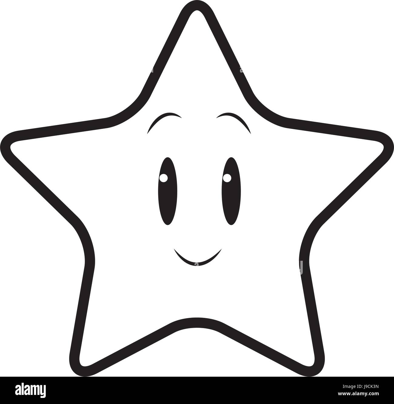 Cute Kawaii Sterne Gesicht Emoticon Charakter Stock-Vektorgrafik - Alamy