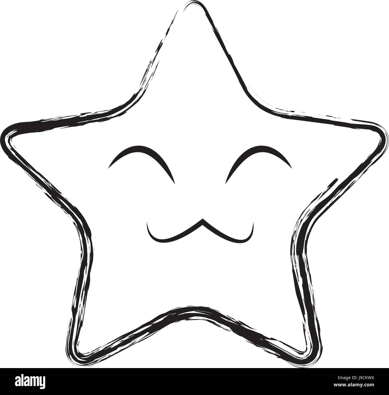 Kawaii Sterne lustige Emoticon Zeichenbild Stock-Vektorgrafik - Alamy