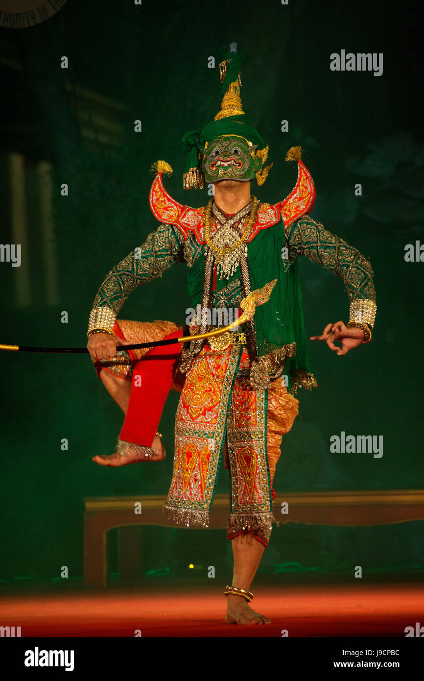 Geschichte des Ramayana auf der Freilichtbühne im Wat Pho, ein buddhistischer Tempel Stockfoto