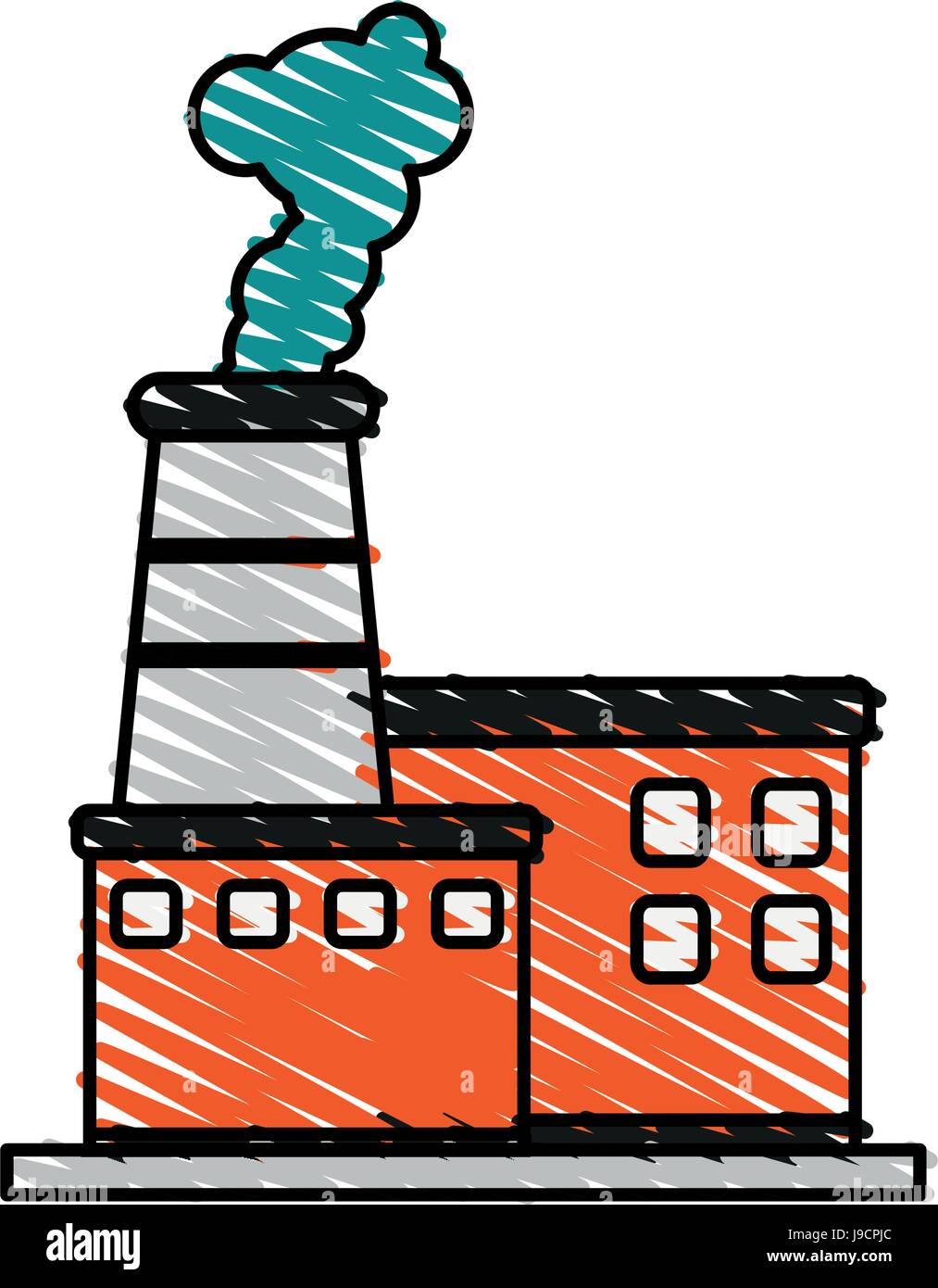 Fabrik Cartoon Flache Abbildung Scribble Stock Vektorgrafik Alamy
