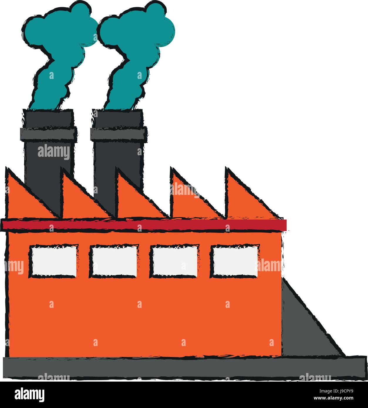 Fabrik Cartoon Flache Abbildung Zeichnen Stock Vektorgrafik Alamy