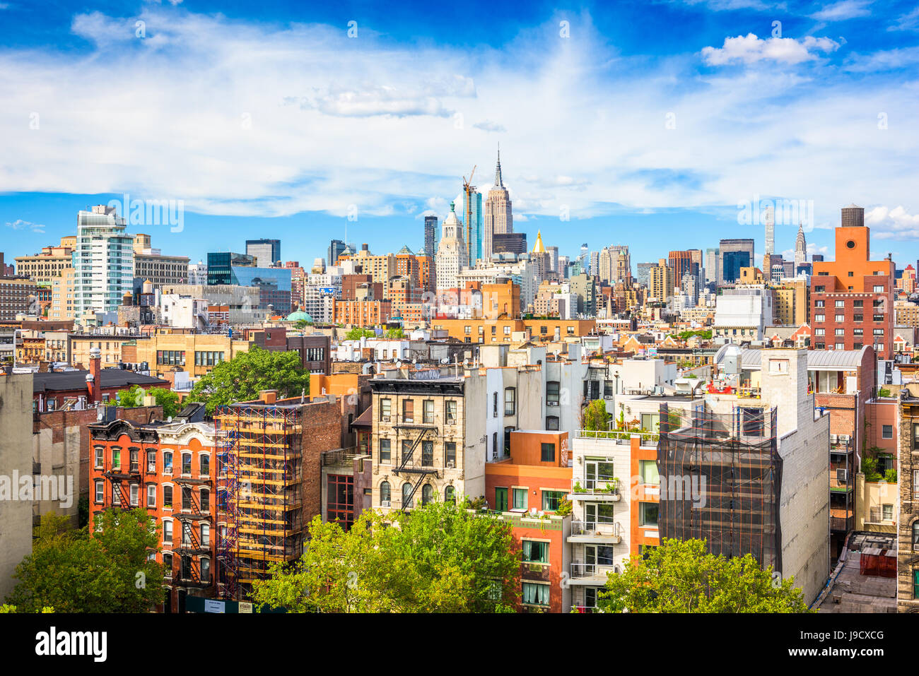 New York City Blick auf Lower East Side in Richtung Midtown Manhattan. Stockfoto