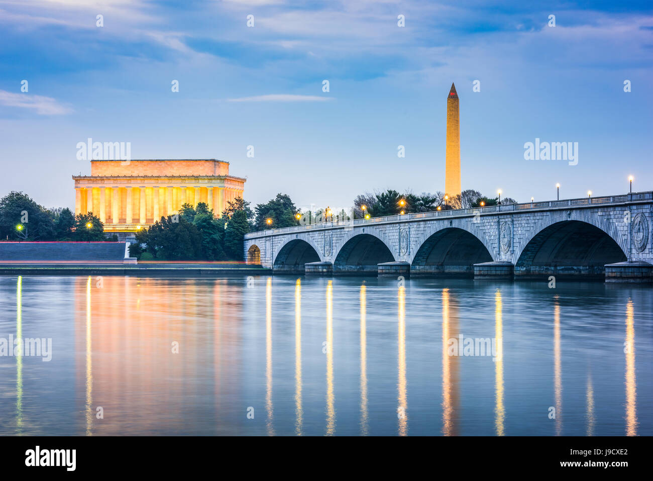 Washington DC, USA Skyline auf dem Potomac River. Stockfoto