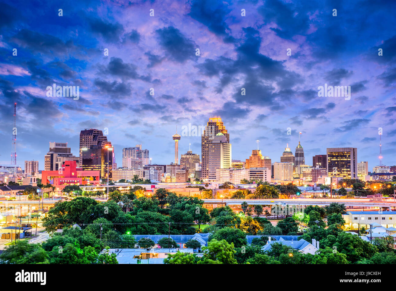 Die Innenstadt von Skyline von San Antonio, Texas, USA. Stockfoto