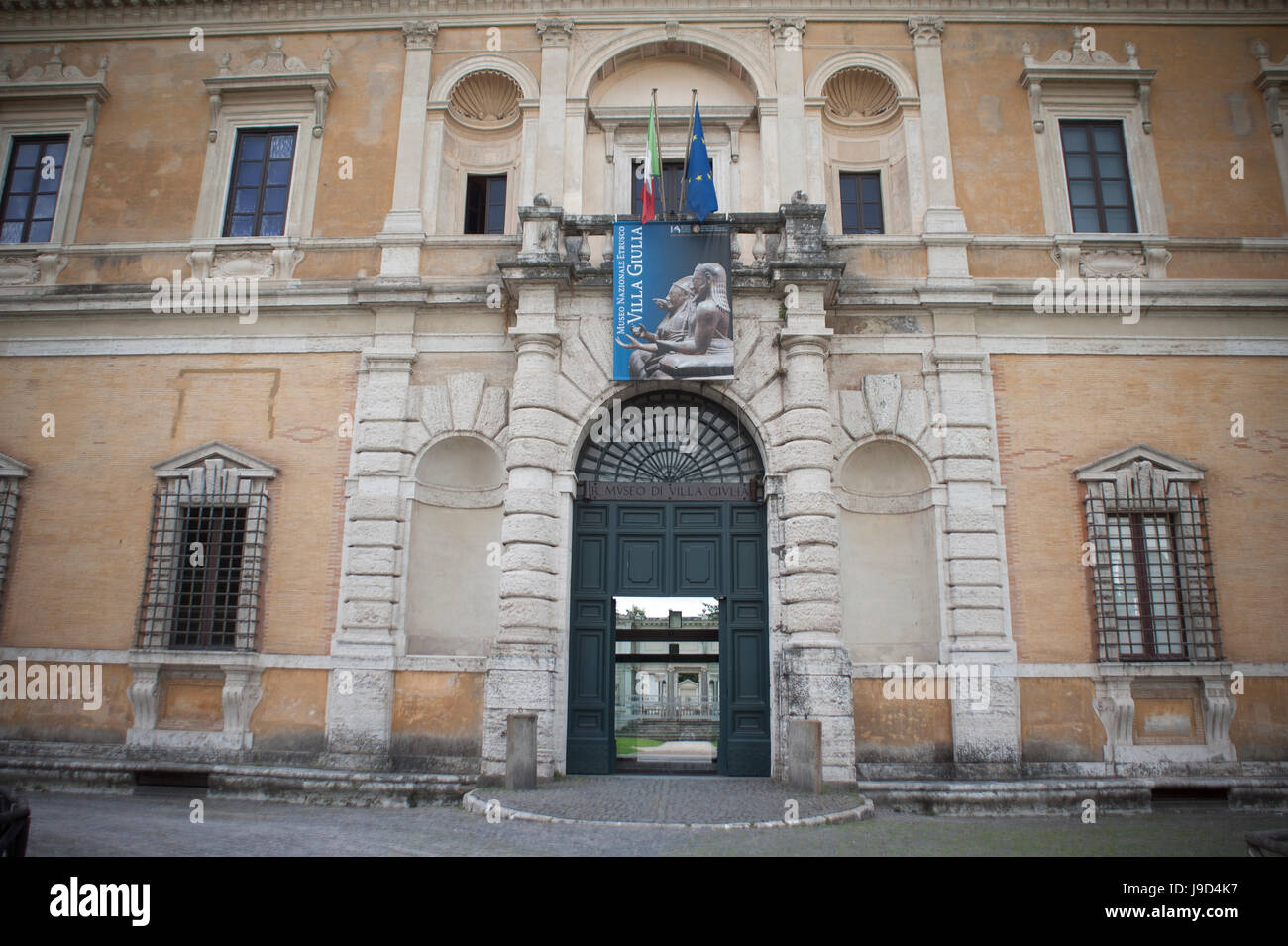 Eingang zur Villa Giulia, Etruskischen Nationalmuseum in Rom Stockfoto