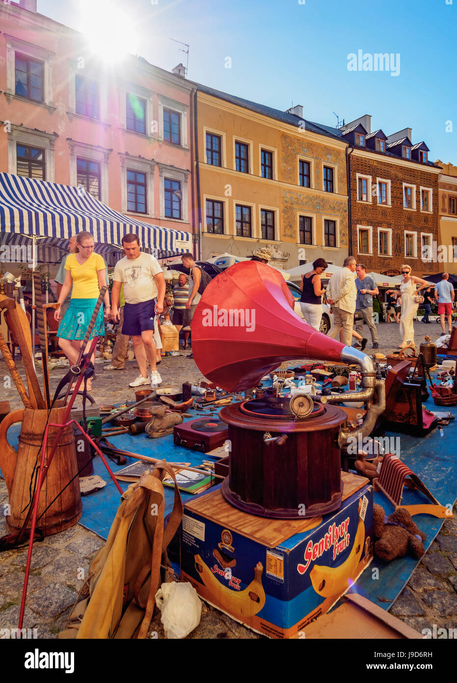Flohmarkt auf dem Marktplatz, Altstadt, Lublin, Woiwodschaft Lublin, Polen, Europa Stockfoto