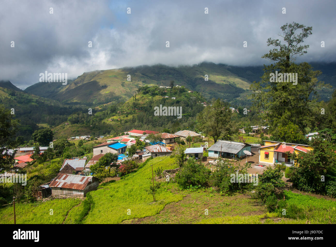Übersehen Sie, über den Berg Stadt Maubisse, Osttimor, Südostasien, Asien Stockfoto