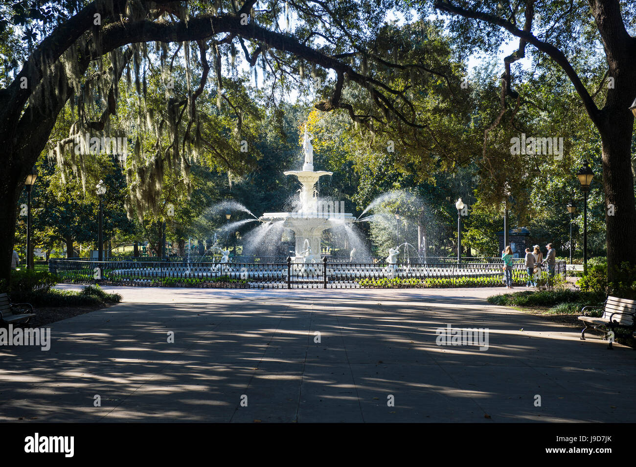 Forsyth Park mit dem Forsyth Brunnen, Savannah, Georgia, USA, Nordamerika Stockfoto