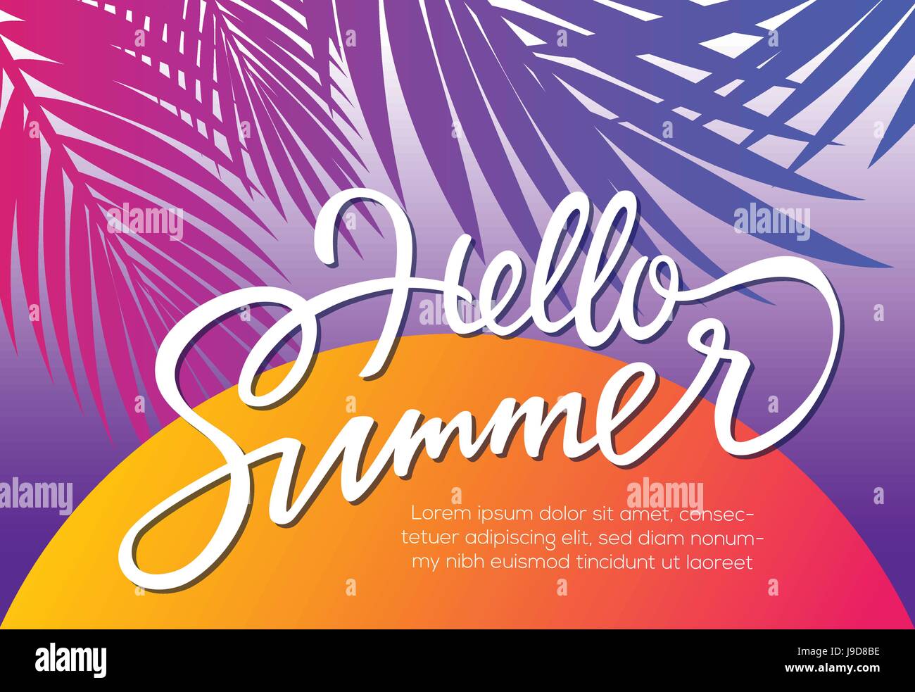 Hallo Sommer - Vektor Broschüre Vorlage mit Pinsel-Schriftzug Stock Vektor