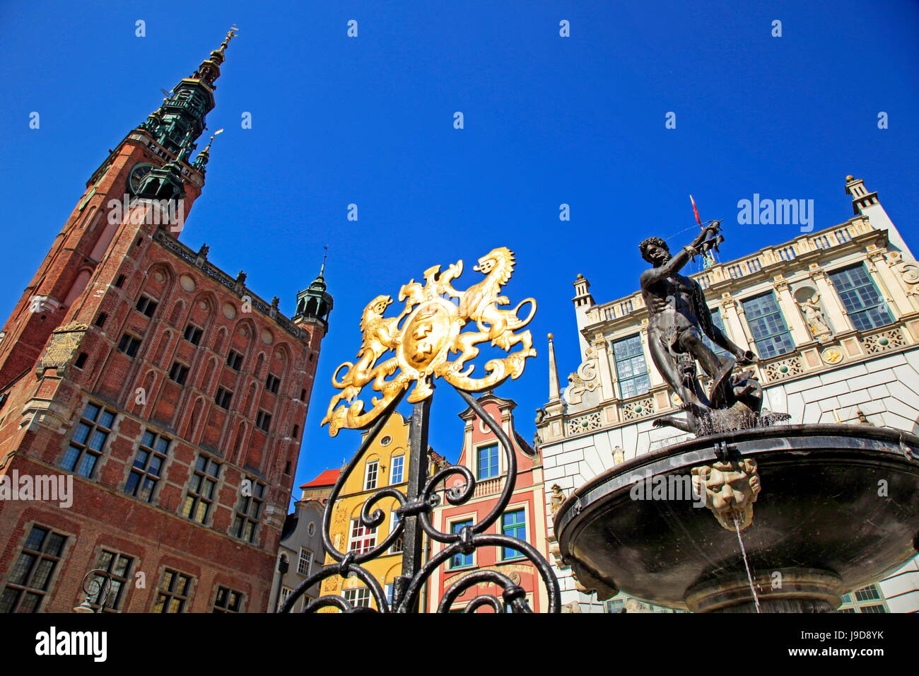 Rathaus der Rechtstadt District am langen Markt, Gdansk, Gdansk, Pommern, Polen, Europa Stockfoto