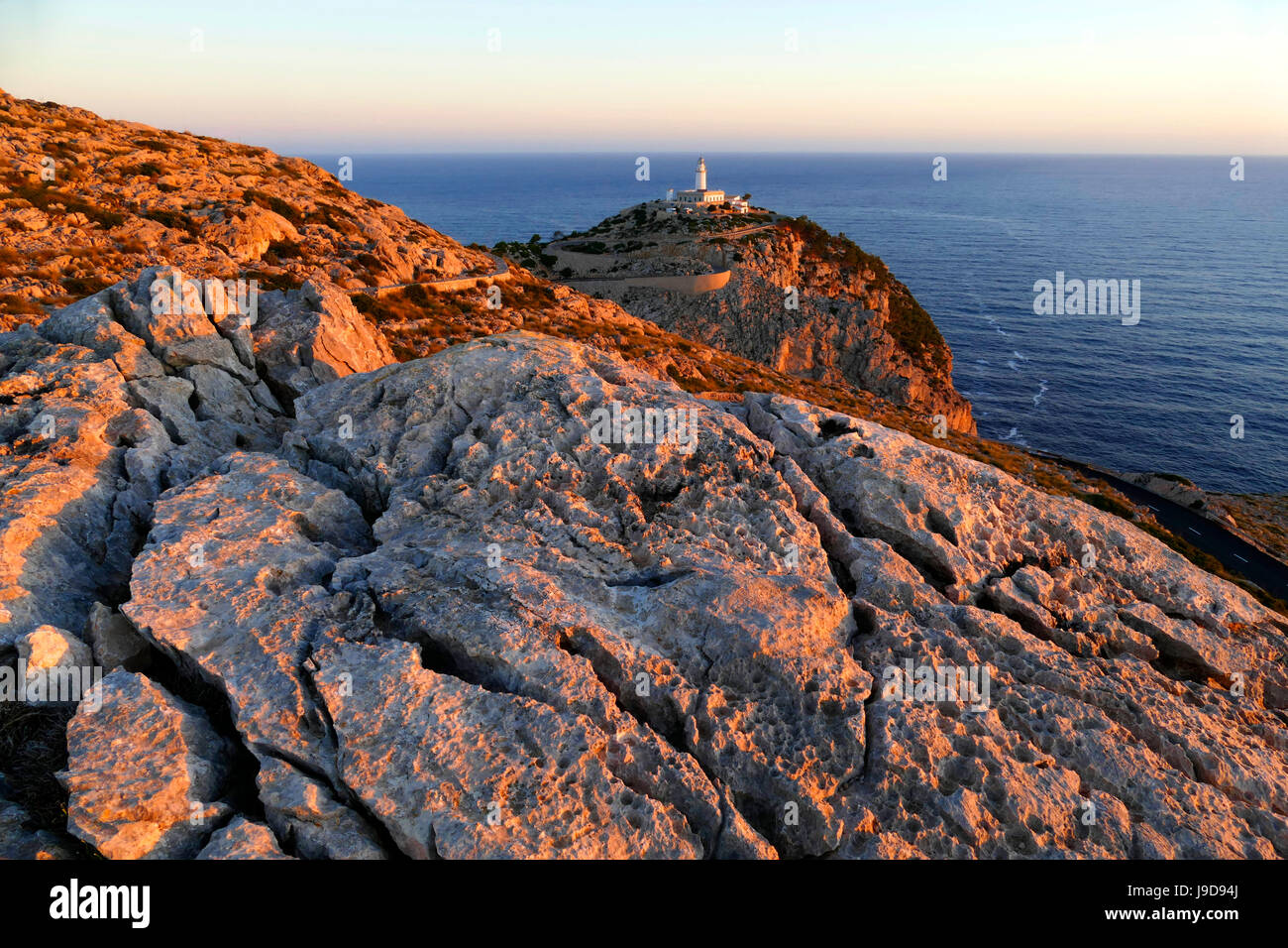 Leuchtturm am Cap Formentor, Mallorca, Balearen, Spanien, Mittelmeer, Europa Stockfoto