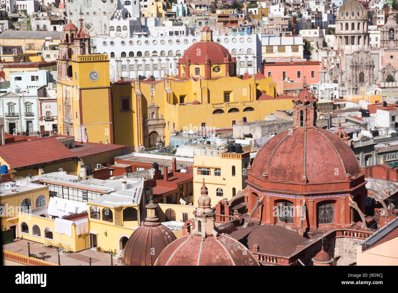 Blick auf die Stadt von Seilbahn, UNESCO-Weltkulturerbe, Guanajuato, Mexiko, Nordamerika Stockfoto