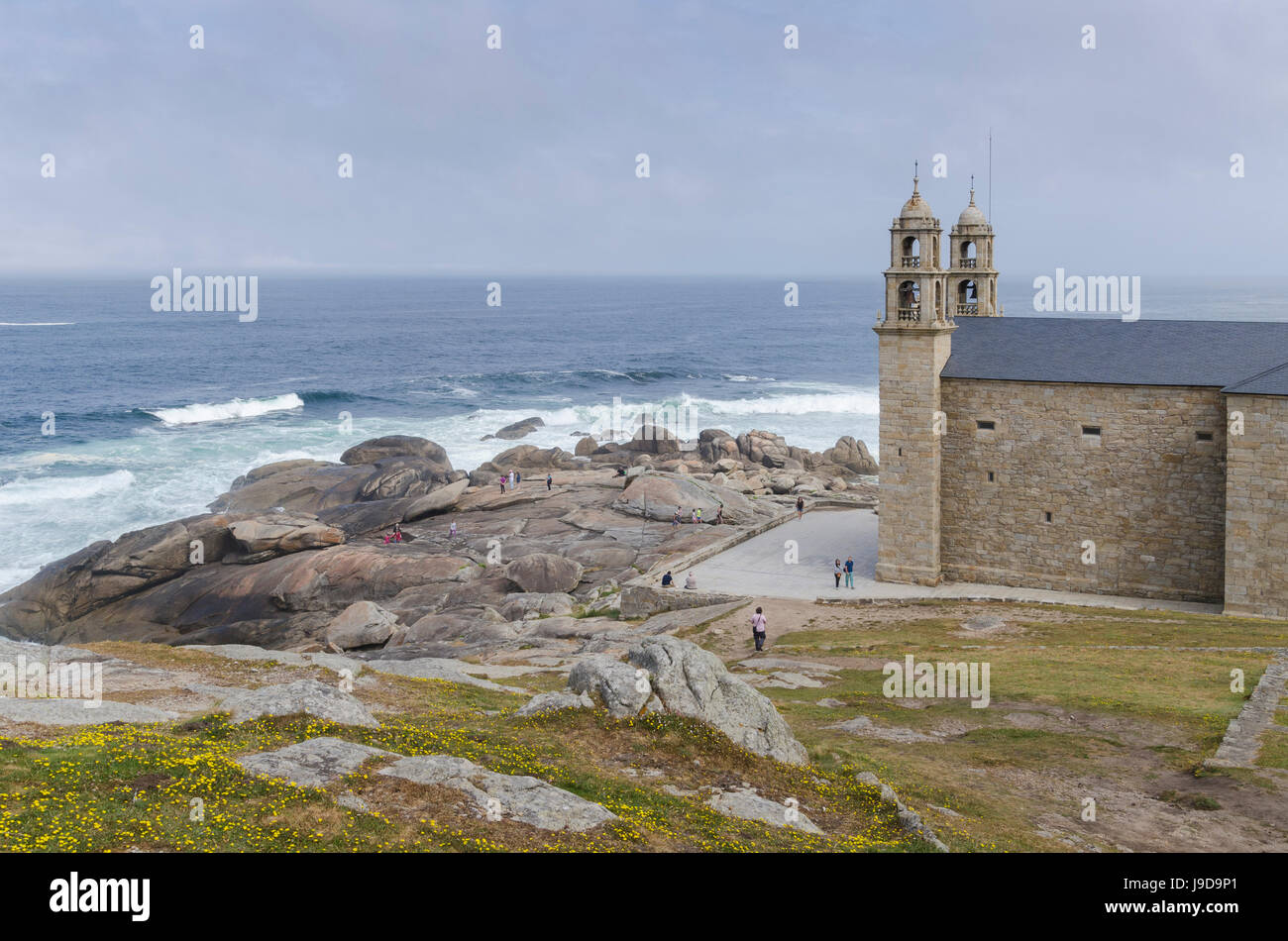 Nosa Senora da Barca (unserer lieben Frau des Bootes) Kirche in Muxia, A Coruna, Galicien, Spanien, Europa Stockfoto